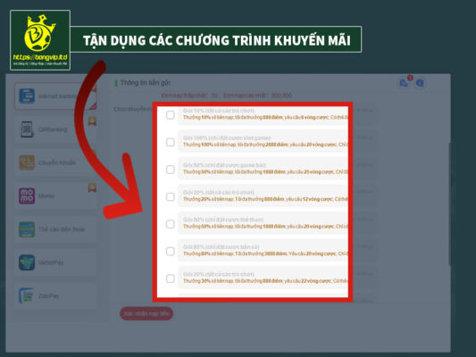 Cách nạp tiền BongVIP: Cảnh báo Web giả mạo lừa nạp tiền 1 Tận dụng các chương trình khuyến mãi và ưu đãi đặc biệt khi nạp tiền tại cổng game.